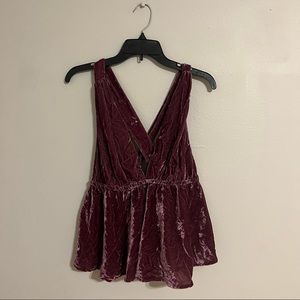 Free People Crushed Velvet V-neck Tank Top size L